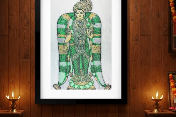 Elegant Radha Krishna Silk Wall Art for Your Home