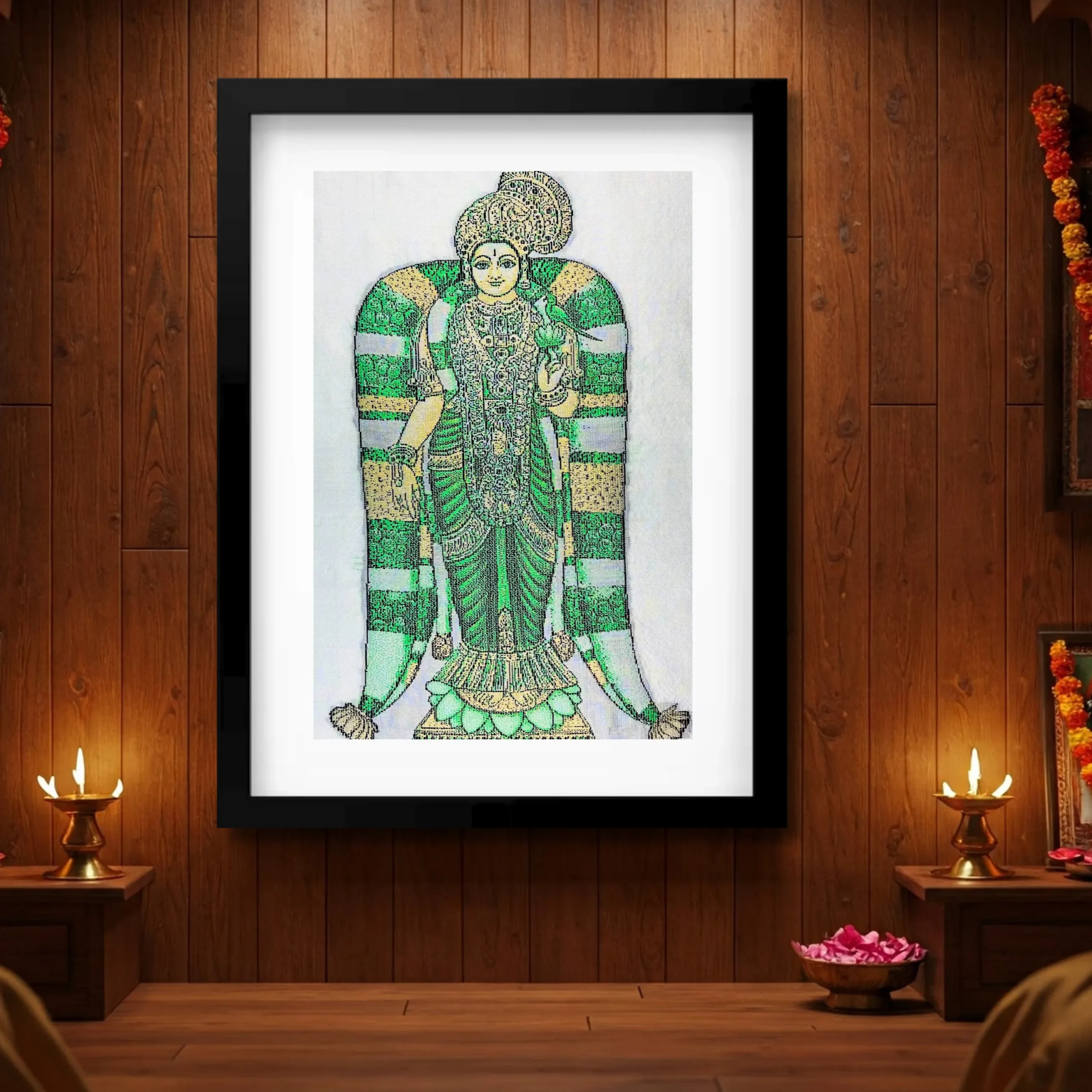 Elegant Radha Krishna Silk Wall Art for Your Home