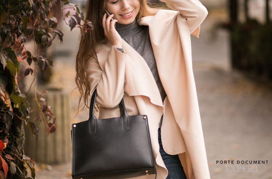 Porte-documents élégant en cuir véritable pour homme