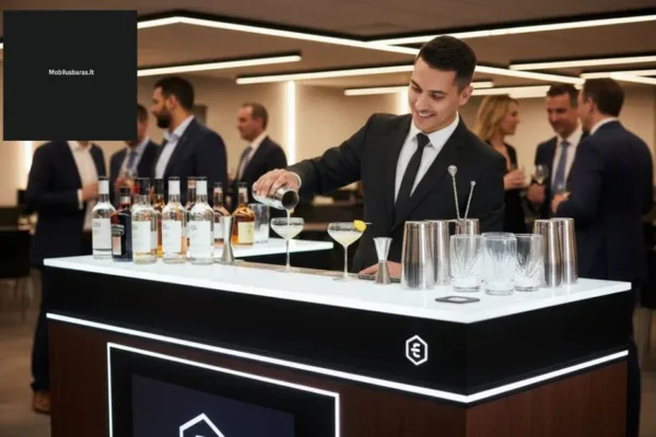 Mobilus baras vestuvėms su barmenu – neprilygstama šventės atmosfera ir profesionalus aptarnavimas