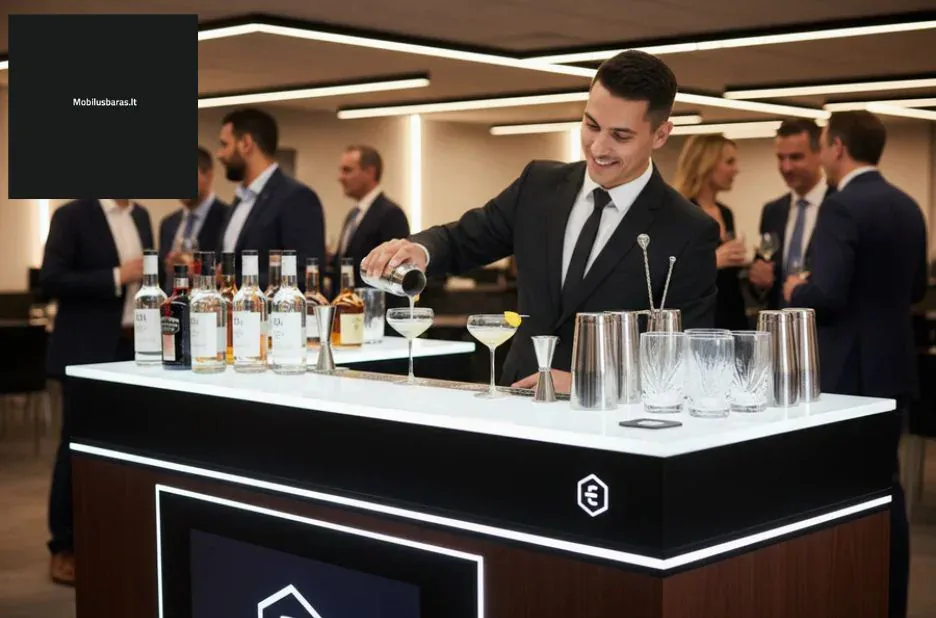 Mobilus baras vestuvėms su barmenu – neprilygstama šventės atmosfera ir profesionalus aptarnavimas
