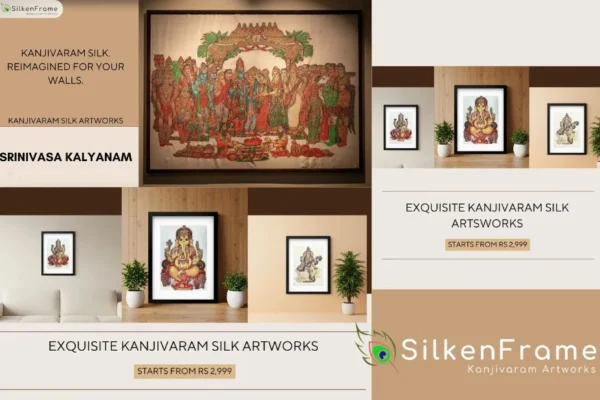 Discover Exquisite Radha Krishna Silk Wall Art for Your Home in India at Silkenframe.com