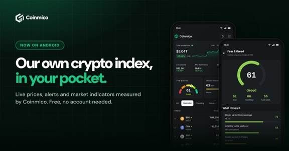 Coinmico Launches Android App With Price Alerts and Market Indicators From Its Own Crypto Index